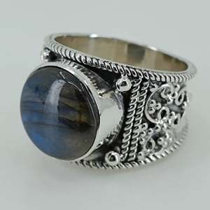 Handmade Boho 925 Sterling Silver <b>Ring</b> with <b>Labradorite</b> Inlay Shape November Birthstone Jewelry Perfect Gift for Her Birthday - Product Image 5