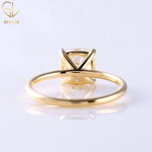Bijoux fantaisie fait à la main nouveau Design 2 CT coussin coupe 14K solide diamant naturel Solitaire doigt bague de fiançailles pour les femmes - Product Image 4
