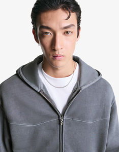 เสื้อฮู้ดผ้าฝ้ายโอเวอร์ไซส์ผ้าโอเวอร์ไซส์ผ้าโอเวอร์ไซส์ผ้ามีซิปผลิตจากโรงงานผลิตตามสั่ง - Product Image 4