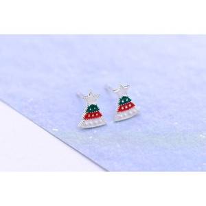 Orecchini alla moda albero di natale 18K placcatura in oro tempestato di diamanti in oro rosa oro principale 100% argento Sterling include confezione regalo - Product Image 2
