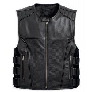 Chaleco de Motociclista de Cuero para Hombre, Talla Grande, Moderno, de Manga Larga, Cortavientos, Impermeable, Transpirable, de Piel de Vacuno - Product Image 1