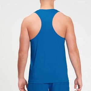 Couleur unie sans couture sans manches vêtements de sport débardeurs vêtements pour hommes grande taille gilet décontracté respirant débardeurs pour hommes couleur bleue - Product Image 4