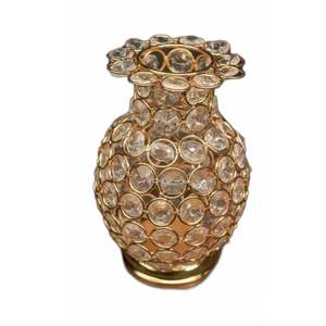 Florero de Cristal y Latón Clásico y de Lujo, Diseño Cilíndrico Alto, Simple y Minimalista, con Base de Madera para Decoración de Mesa - Product Image 2