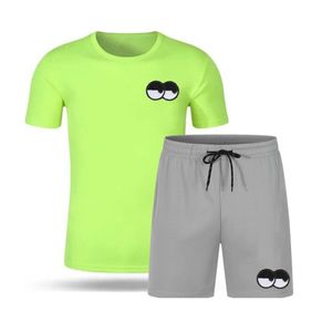 Ensemble T-shirt et short pour homme 100% coton personnalisé deux pièces Ensemble été grande taille respirant anti-boulochage - Product Image 1