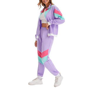 Adjustable and Elastic Waist Women Summer Nylon Reflective Piping Shell <b>Black</b> Windbreaker Zipper Jacket Pants Tracksuit - Product Image 5