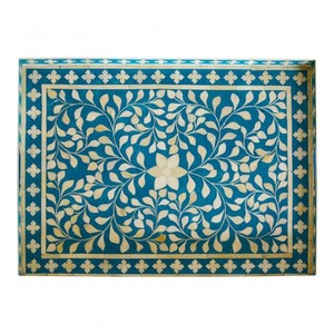 Prix usine direct indien fait à la main luxe bois os incrustation plateau 100% naturel haute qualité plateau de service maison cuisine décorative - Product Image 5