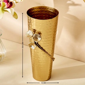 Jarrón dorado con patrón martillado, nueva maceta, jarrón de estilo costero, precio al por mayor muy exigente - Product Image 3