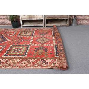 Tapis turc 6,5x10,7 pieds, grand tapis vintage, tapis marocain rouge et bleu - Product Image 5