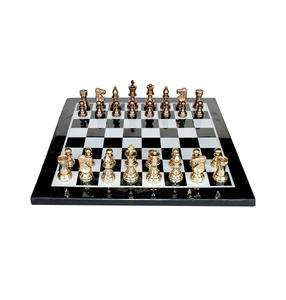 Prix de gros Collection Noir & Blanc Marbre Échiquier Ensemble En Laiton Fabriqué Pièces D'échecs Pions Décoratif Pierre Échecs Maison D - Product Image 1