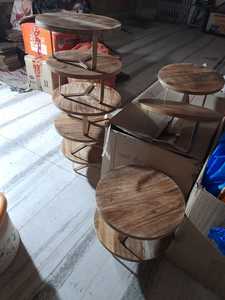 Rustic Round <b>Wood</b> Eco-Friendly Cake Stand Natural <b>Wood</b> <b>Slices</b> Sturdy Metal Base Cupcake Display Tray for Weddings Parties Events - Product Image 6