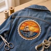 Patch brodé 3D rond en relief avec dentelle à sequins pour la décoration de vestes en jean, jeans, chapeaux et sacs à dos