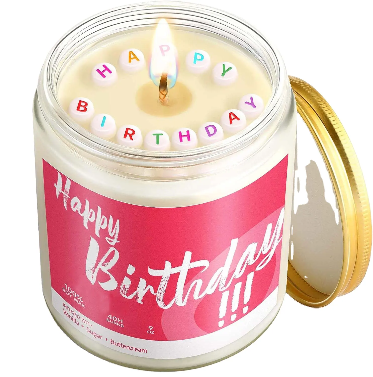 Geburtstags duft kerze-Vanille, Zucker und Buttercreme, reine Soja wachs kerze, handgemachte alles-Gute zum Geburtstag kerze