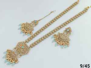 Indian Traditional and Fashionable Gold Plated and Long Mala With Earring and Maagtika Combo Necklace Set for Women - Product Image 6