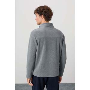 Sweat-shirt en molleton à col haut gris mélangé pour homme 100% polyester - 88310 - Product Image 1