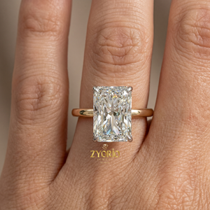 แหวนหมั้นทองคำ 14K ทรงเรเดียนท์คัทแบบโซลิแทร์ - Product Image 5