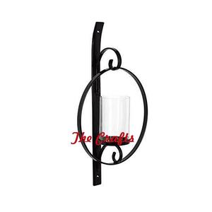 Portavelas Decorativo de Pared Color Negro Hierro, Diseño Maravilloso, Portavelas Colgante de Pared con Chimenea de Vidrio - Product Image 1