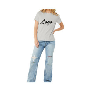 Venta al por mayor de moda 2025 OEM ODM verano liso colores básicos en blanco mujer por encargo impresión Logo gráfico mujer camiseta - Product Image 4