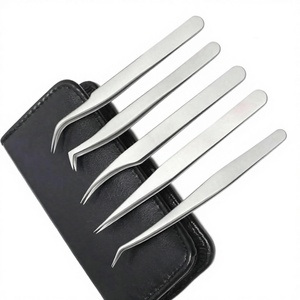 Kit de Herramientas de Maquillaje de Acero Inoxidable Personalizable, Pinzas Antiestáticas Duraderas con Puntas Dentadas/Lisas, Empaque OEM para Pestañas - Product Image 1