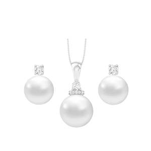 Ensemble de boucles d'oreilles pendantes classiques en argent sterling 92,5 avec perle et chaîne, bijoux élégants et raffinés, cadeau pour femmes et filles - Product Image 1