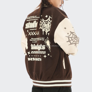 Chaqueta Universitaria de Béisbol Extra Grande de Invierno, Ecológica, para Hombre, con Estampado Gótico de Telaraña, Bordada, Estilo Hip Hop, Unisex - Product Image 5