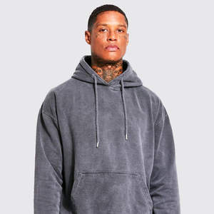 Custom Sun Faded Acid Washed Oversize Serigrafía logo 450GSM Heavyweight Dark Grey Faded Boxy Fit Acid Wash Distress Hoodie - Product Image 2
