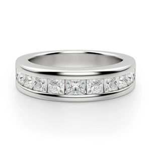 Princess Cut Channel Set Half Eternity Wedding Band para mujer - Product Image 3