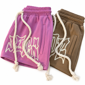 Pantalones Cortos Casuales Holgados de Felpa Francesa 100% Algodón para Hombre, Personalizados, con Logotipo de Flor en Relieve 3D en la Parte Delantera, Transpirables - Product Image 1