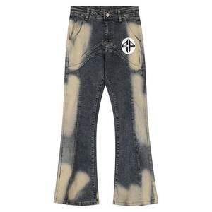 Pantalon en jean pour hommes avec logo personnalisé de haute qualité Nouveau design Vêtements d'extérieur droits Techniques tricotées lavées respirantes Multicolore - Product Image 1