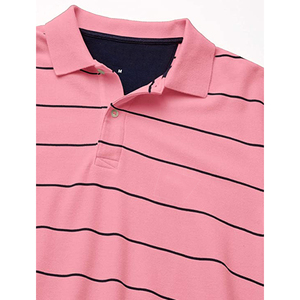 เสื้อโปโลสำหรับผู้ชายเสื้อกอล์ฟลายทางคอตตอน100% คอปกพับลงและมีขนาดให้เลือกตามสั่ง - Product Image 2