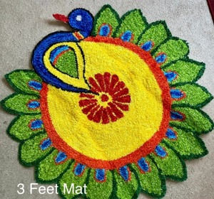 Tapis de porte Rangoli, tapisseries, décoration Pooja, cadeau de pendaison de crémaillère, mariage, fête prénatale, décoration Diwali, fleurs, Ganpati, Navratri - Product Image 1