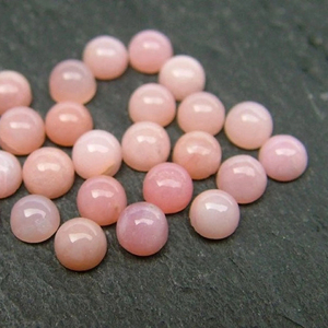 เครื่องประดับอัญมณีทรงหลวมเปิดหลังเรียบสีชมพูโอปอลอัญมณีทรงหลวมรูปทรงกลม4มม. สำหรับการทำเครื่องประดับ - Product Image 1