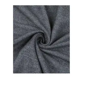 Wool Blend Soft Fabric Fancy Professional Comfortable Woven Woolen Charcoal Grey Herringbone Woolen Fabric For Overcoat Jacket