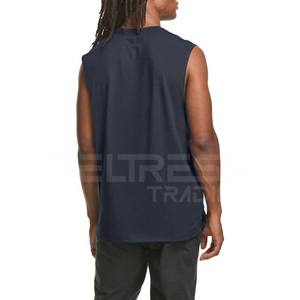 Camiseta sin mangas de gimnasio de entrenamiento que absorbe la humedad del mejor diseño para hombre, camiseta informal de punto de poliéster y algodón transpirable, la mejor camiseta sin mangas para hombre al por mayor - Product Image 5