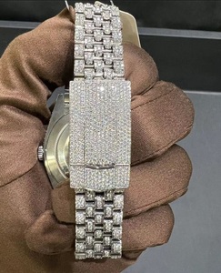 Reloj de cuarzo VVS de lujo completamente automático para hombre, oro blanco con diamantes y moissanita, tachonado, estilo Hip Hop helado de dos tonos - Product Image 6
