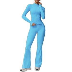 Survêtement pour femmes Course à pied Push Up Workout Sportswear Chemise de sport pour femme 4PCS Yoga Suit Women Gym Set Long Sleeve Zipper Sport Set - Product Image 1
