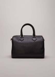 <b>Bowling</b> Style Genuine Leather Handbag With Zip Closure Two Handles Unisex Daily Use Durable Casual Style Black - Product Image 4