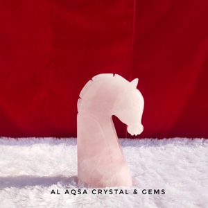 หัวม้าทำจากหินควอตซ์โรสควอตซ์แกะสลักด้วยมือจากยูนิคอร์นสำหรับตกแต่งบ้านหรือสำนักงาน - Product Image 5