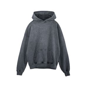 Qualité supérieure Surdimensionné Stone Washed Distressed Cotton French Terry Sweat à capuche Pull Hoodies pour unisexe - Product Image 1
