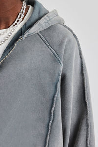 Chándales Personalizados de Moda para Hombre, Corte Recto, Holgados, Lavado Ácido, con Cremallera, 100% Algodón Felpa, Diseño de Logotipo Personalizado - Product Image 4