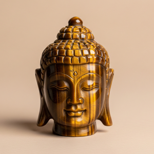 Estatua de cabeza de Buda tallada a mano, artesanía india, grabado de negocios, Ojo de Tigre, figurita de piedras preciosas semipreciosas, piedra curativa de cristal - Product Image 5