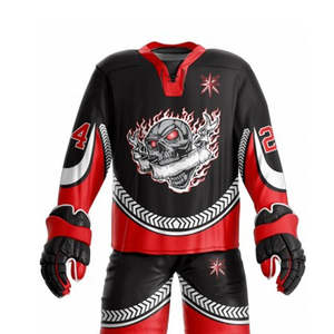 Ensemble d'uniformes de hockey sur glace personnalisés confortables, meilleure qualité, impression par sublimation, respirant, séchage rapide, tissu 100% polyester, vêtements d'équipe - Product Image 3