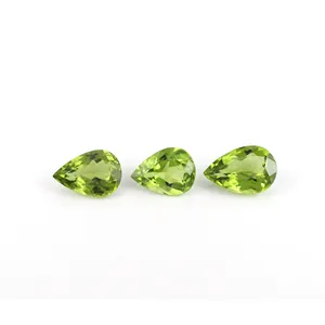 7x10mm chất lượng hàng đầu tự nhiên mịn Peridot lê hình hiệu chỉnh mặt cắt lỏng đá quý để làm đồ trang sức giá bán buôn