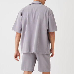 Nouvelle Collection Été 2026 – Ensemble Décontracté 2 Pièces pour Homme en Coton Bio Respirant et Écologique – Chemise Boutonnée à Manches Courtes Ample pour la Plage - Product Image 2