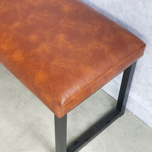 Industrial-Style Leather Upholstered Bench with <b>Adjustable</b> PU Cushion 200x40x45cm - Product Image 6