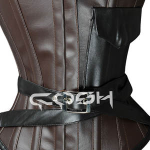 Corsé Steampunk Marrón de Primera Calidad con Correas de Cuero Sintético y Bolsillo Lateral - Product Image 5