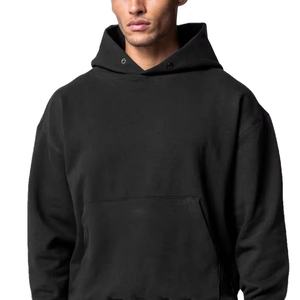 Sweat à capuche personnalisé d'hiver à boutons lourds 100% coton polaire pull épaule tombante Boxy surdimensionné coupe normale Hip Hop Streetwear - Product Image 3