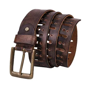 Wholesale Casual Factory Manufacturer Vintage Men Dress Belt Pure Leather Belts With Single Pin Buckle For Man