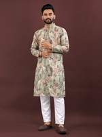 Semi-lin attrayant avec impression numérique Kurta Pajama exportateur mondial et fournisseur de Surat au taux le plus bas