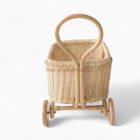 Poussette en rotin faite à la main au Vietnam pour poupées et meubles de chambre d'enfant, éco-responsable, pour les enfants de 6 mois à 3 ans