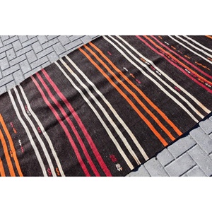 Turkish <b>Runner</b> Rug 4x11.4 ft, <b>Black</b> Floral Vintage Wool Rug - Product Image 5
